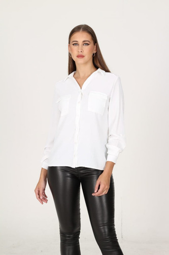 Camisa Bolsillos Casual Mujer Upminorista