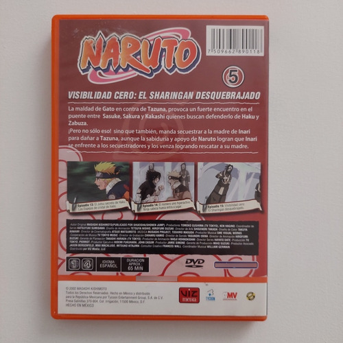 Naruto Dvd Original- Volumen 4 Y 5 (Usado)