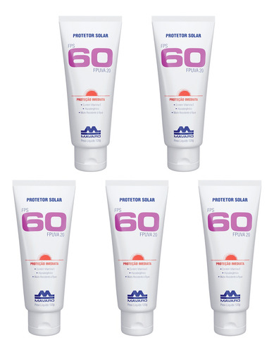 Kit C/5 Protetor Solar Profissional Mavaro 60 Fps 120g Obra