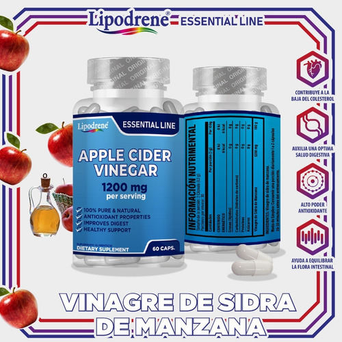 Vinagre De Sidra De Manzana 1200 Mg | Lipodrene | Essential Sabor Sin Sabor