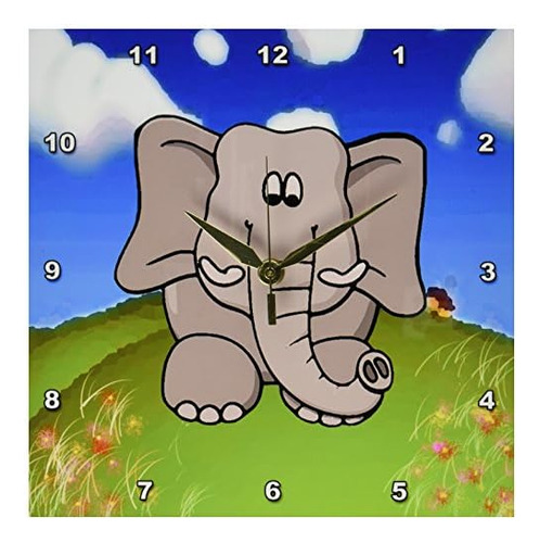 Reloj De Pared Elefante Explorador, 10 Por 10 Pulgadas