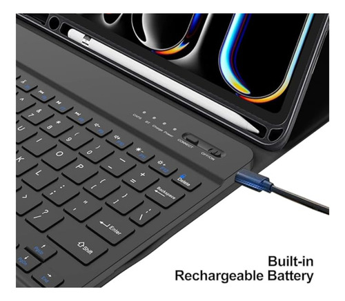 Funda Con Teclado Negro Para iPad Air 13 M2 Español
