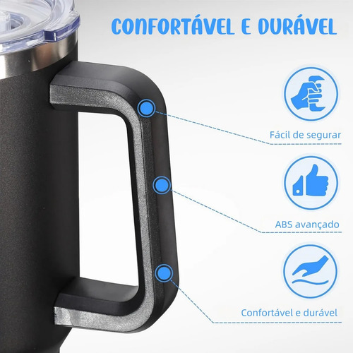 Copo Super Térmico Com 1200ml Inox Premium Com Canudo E Alça
