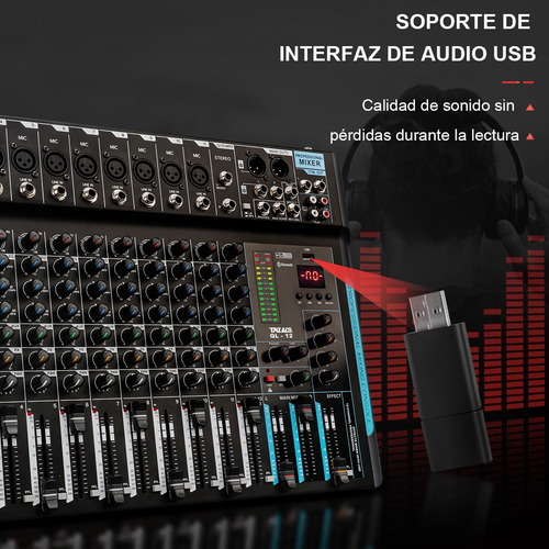 Tklbls Ql-12 Mezladora De 12 Canales Mixer Usb Bluetooth