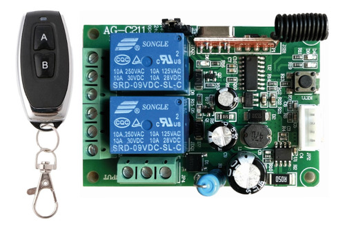 Receptor Inalámbrico Rf 2 Canales 12v 1 Emisor 2 Botones 433