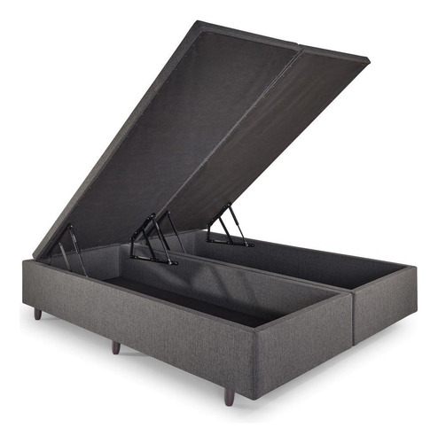 Base Box Baú Queen 158x198 Cm Linho Cinza