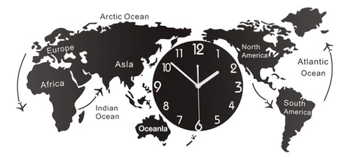 Reloj Redondo Mapa Mundial Decoración Pared Sala Dormitorio