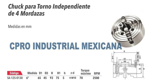 Chuck Para Torno Independiente 6 De 4 Mordazas K72-160