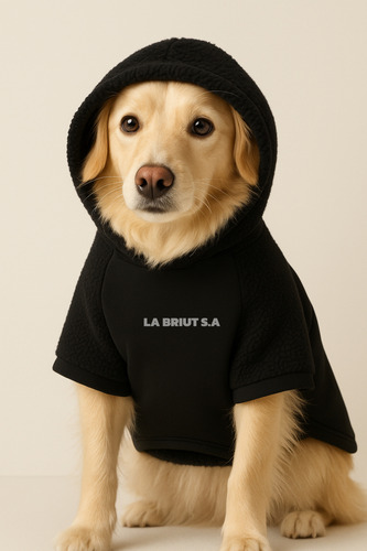 Buzo Para Perro Con Capucha - Abrigo Corderito Para Invierno Negro Talle 4