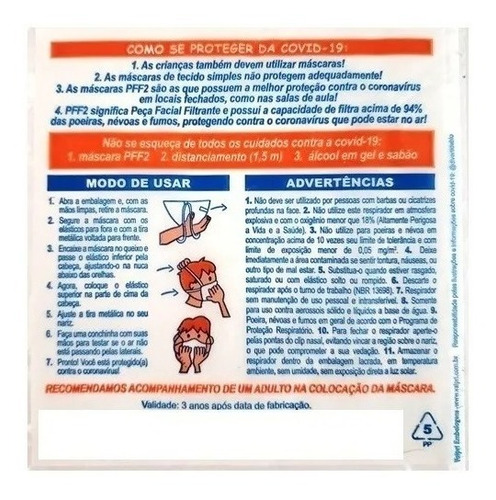 Imagem 3 de 4 de Pff2/ Infantil Rosa Ekomascaras Kit 10 Unidades