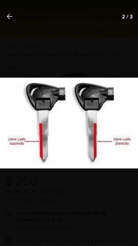 Llave Virgen Para Bws 125 Y Motard 2009 - 2019... (Usado)