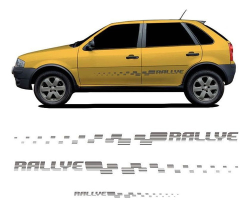 Kit Faixa Lateral + Adesivo Traseiro Gol Rallye G4 Grafite
