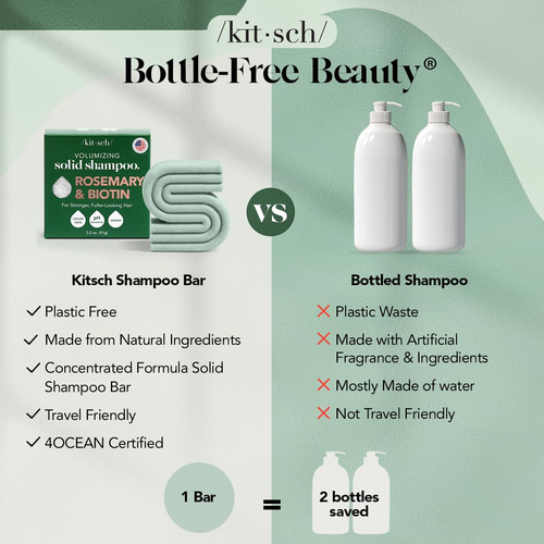 Shampoo Bar Kitsch Rosemary & Biotina Para Dar Volume Ao Cre