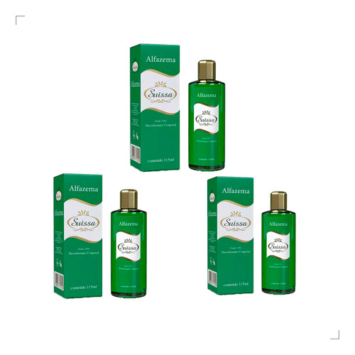 Kit 3 Deo Colônia Suissa Alfazema Verde Refrescante 115ml