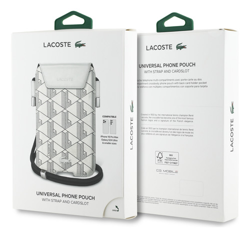 Cartera Lacoste Universal Monograma - Blanco Original