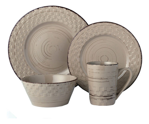 Lorren Home Trends Juego De Vajilla De Tejido Envejecido De