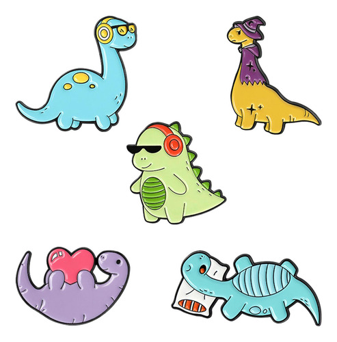 6 Juego De Broches De Esmalte De Dinosaurio De Dibujos