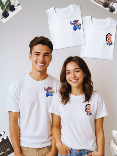 Playera Duo Para Parejas, Stich Camisa Cuello Redondo, Lilo