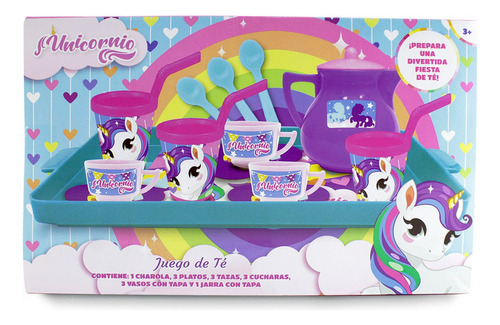 Juguete De Cocina, Juego De Té Unicornio Mágico Color Celeste