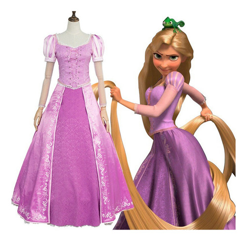 Vestido De Fiesta De Disfraz De Rapunzel Para Adulto