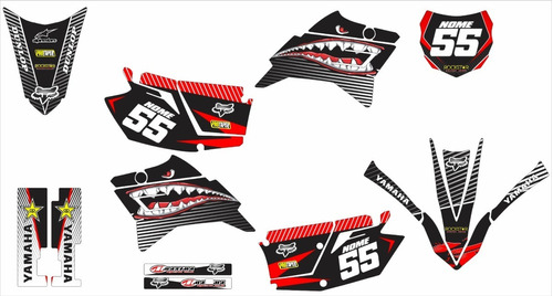 Kit Adesivo Moto Cross Trilha Ttr 230 Tubarão Shark Lm188