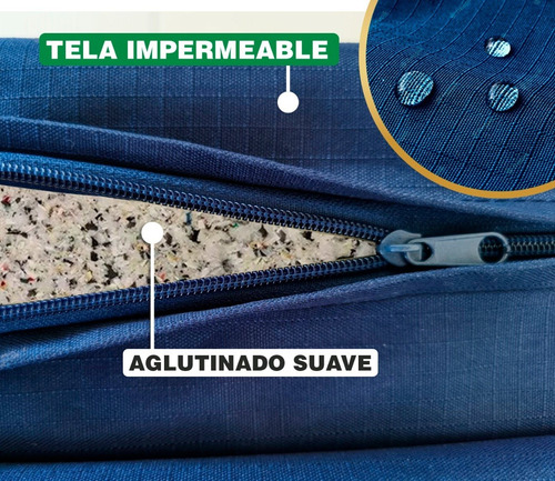 Imagen 4 de 8 de Colchoneta Plegable Y Portátil Individual Azul Cuadros. 2056
