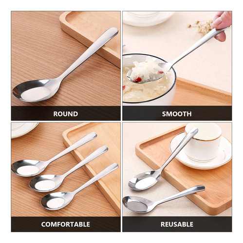 Cucharas Para Gachas De Acero Inoxidable Con Mango Largo, 5