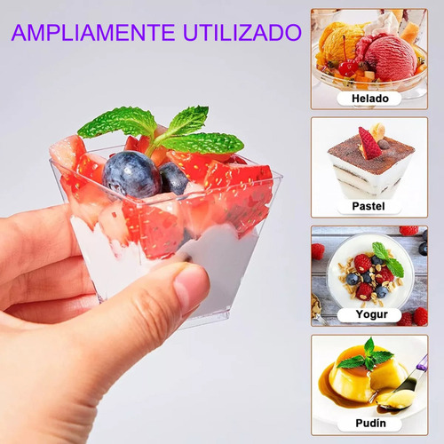 Vasos De Plástico Con Cucharas Para Postres, 100 Piezas