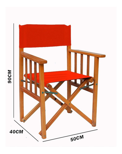 Sillon Silla Director Madera Oscura Plegable Jardin Bar X2