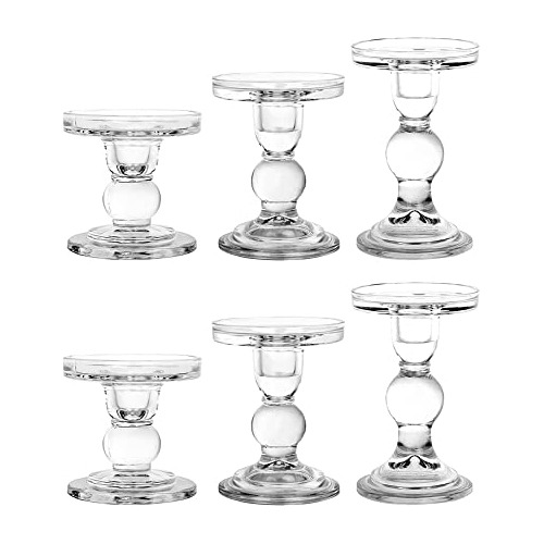 Juego De 3 Candelabros De Vidrio, Candelabro De Cristal...