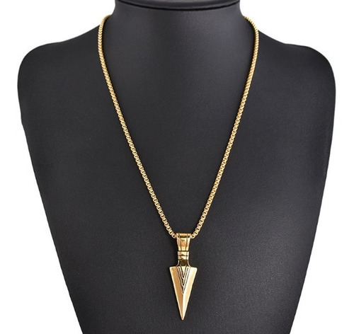 Collar Decorativo Flecha Punta De Arco Unisex Mujer Hombre Color Dorado