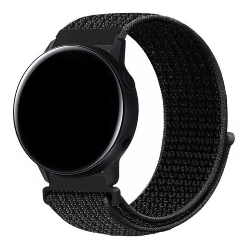Pulseira Nylon Loop 20mm Para Samsung Galaxy Watch 3 41mm Cor Preto