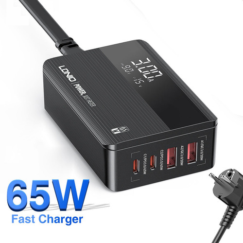 Ldnio Estación De Carga Usb C 65w 4 Puertos Con Pantalla Led