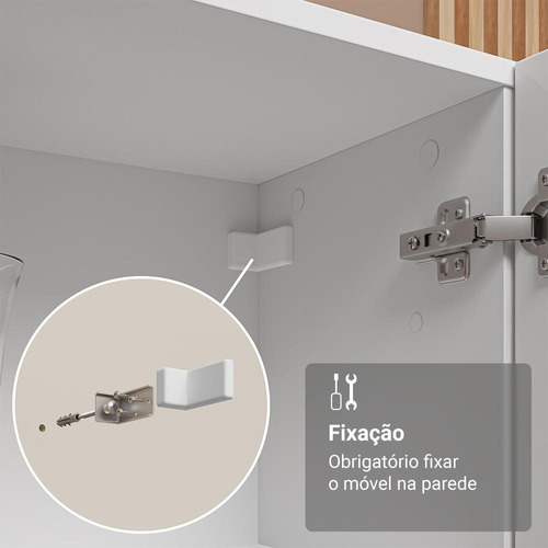 Cristaleira 70 Cm 2 Portas De Vidro Com Pés Cônicos Madesa B Cor Branco/Marrom