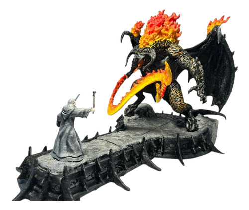 Estatuilla Pelea De Gandalf Vs Balrog En Minas De Moria Lotr