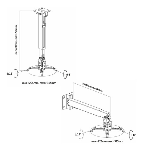 Imagen 7 de 10 de Soporte Proyector Techo Pared Extensible Regulable
