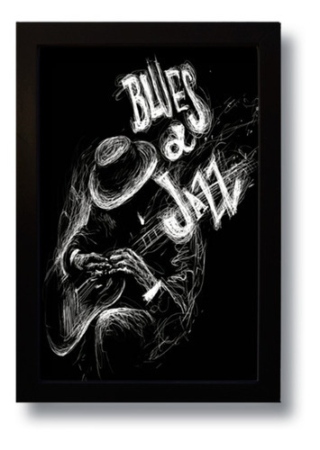 Quadro Decorativo Música Blues E Jazz 33x43 Cm Cor Preto Cor da armação Preto