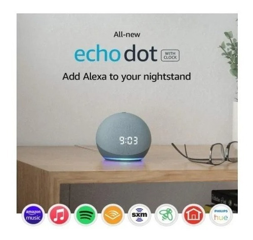 Amazon Echo Dot Echo Dot 4th Gen with clock con asistente virtual Alexa, pantalla integrada glacier white 110V/240V