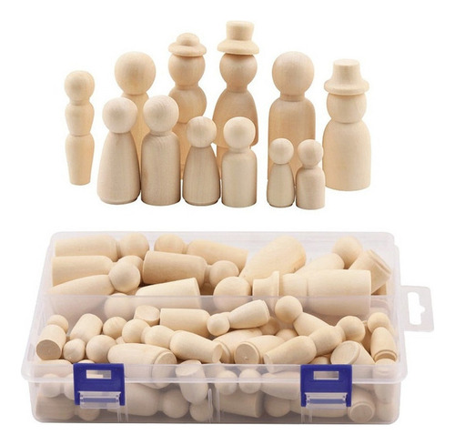 Yiyi 55pcs Madeira Peg Dolls Sem Pintado Crianças Presentes