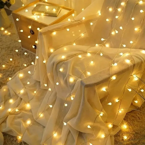 Carga Solar Luces Led De 80 Focos De 15m Para Navidad
