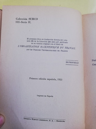 La Organización Cientítifica Del Trabajo Juan Pablo Palewski (Usado)