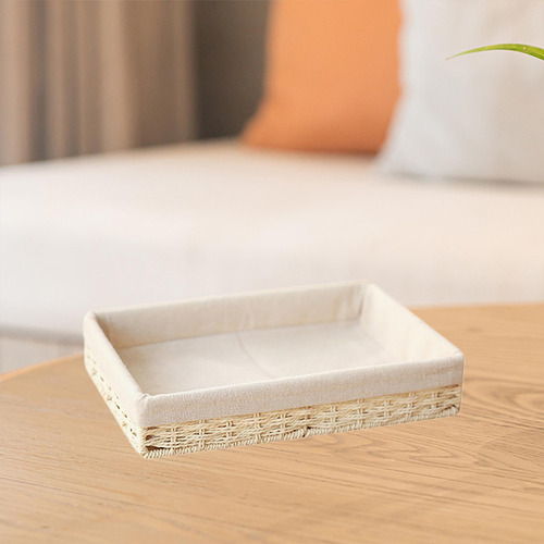 Basque Tejido Bin Organizador Rectangular Moderno Beige S