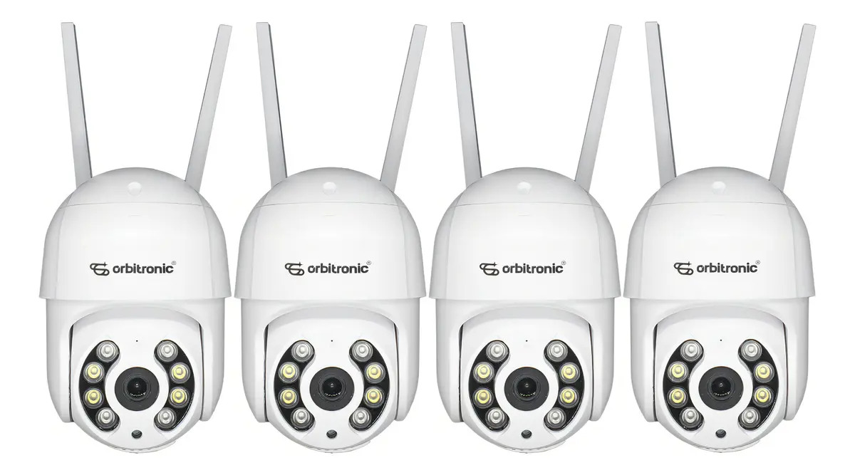 Kit 4 Cameras de Seguranca IP Wi Fi Externa Interna Orbitronic ORB776 Resolucao 1080p Branco