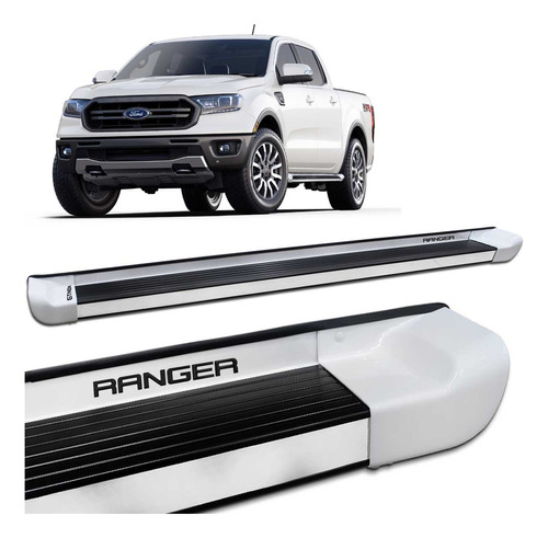 Estribo Ford Ranger Cabine Dupla 2013 A 2023 Branco Artico