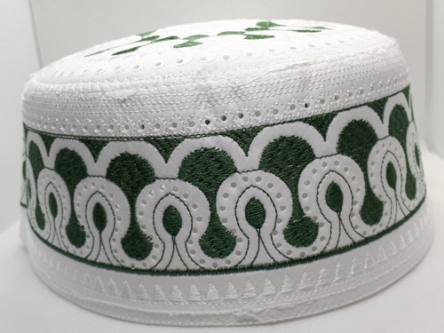 Kufi Gorro Arabe Kufia Talla L Blanco Con Verde