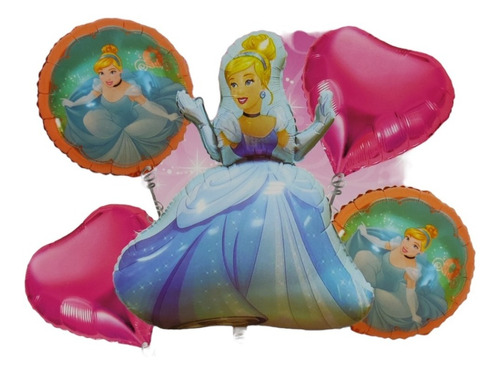 Set De Globos Princesas - 5 Piezas Silueta 60 Cm Deluxe.