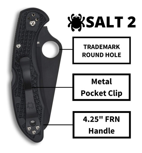 Cuchillo Spyderco Salt 2 De 3 Pulgadas Con Hoja De Acero H-1