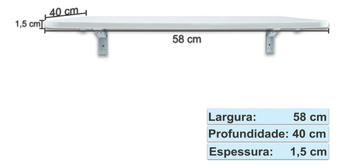 Mesa Dobrável P/ Micro-ondas De Parede 58x40 Cozinha Cor Branco