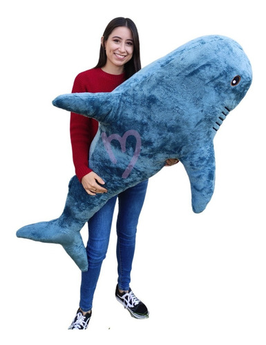 Imagen 2 de 3 de Peluche Tiburon Grande Azul Gigante 140 Cm