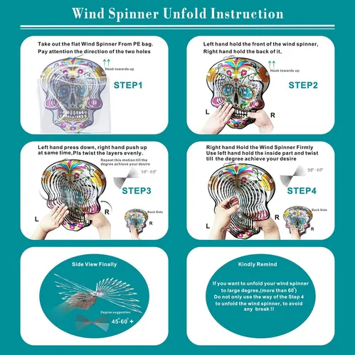Espineta De Viento Fonmy Kinetic 3d De Metal For Jardin,...